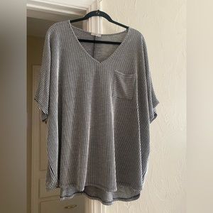Oversized, Black and White Striped top, size Medium